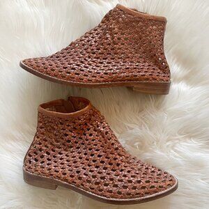 Free People Brown Rust Woven Leather Bohemian Cayne Ankle Shoeboots